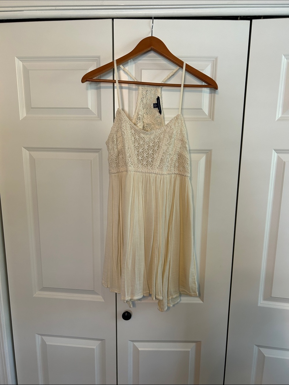 American Eagle Outfitters Cream Lace Mini Dress